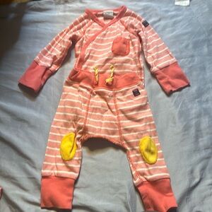 Polarn O Pyret Coral Pink Striped 2 pc Outfit